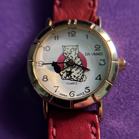 Vintage Cat Chasing Mouse Da Vinci Quartz Watch - Picture 15 of 16